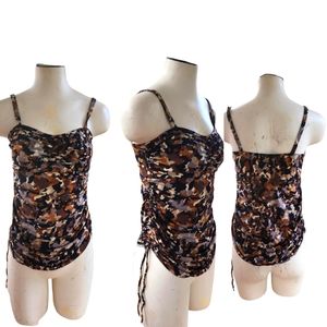 Catalina Animal Print Side Cinch Tankini Size M (8-10)